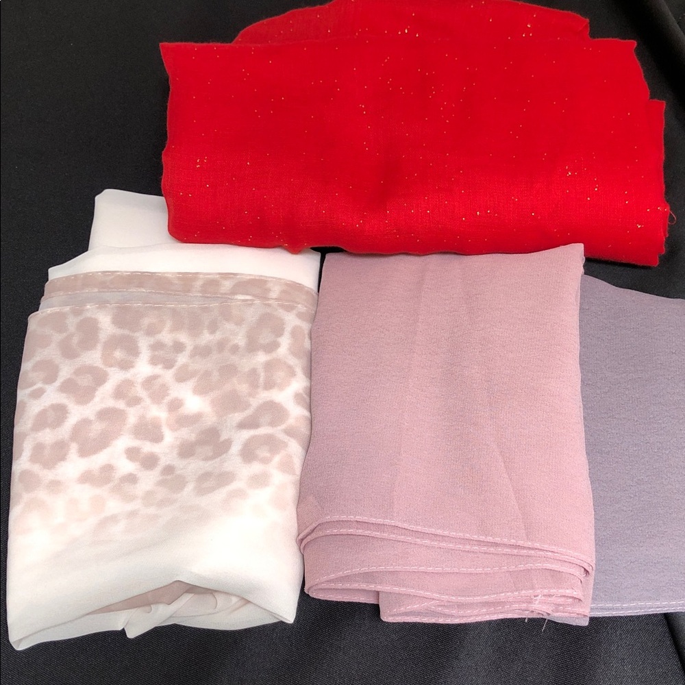 Mixed Chiffon Scarves Bundle - Red, Blush, Cream, Lavender